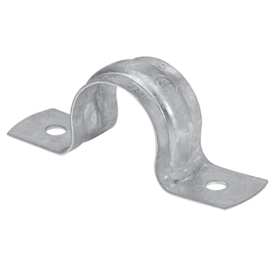 6 Inch, Two Hole Rigid Conduit Strap, Galvanized Steel, Max EMT Diameter 6.63 Inch, Hole Size 1/2 Inch, CSA Certified