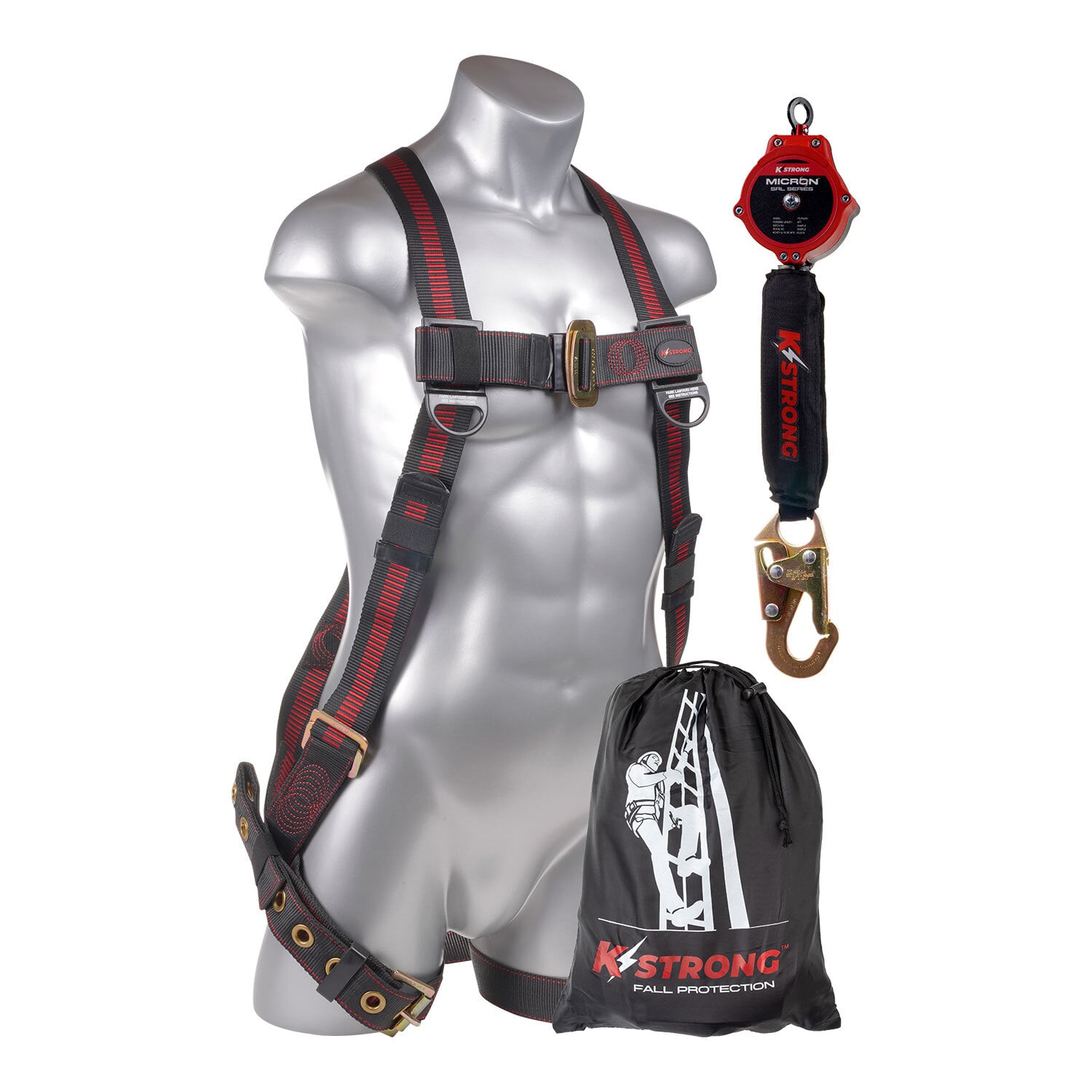 Aerial Kit with Elite 5-Point Full Body Harness, Dorsal D-ring, TB Legs - M-L and a Micron 6 ft. SRL with Snap Hook. Includes storage bag. (ANSI)