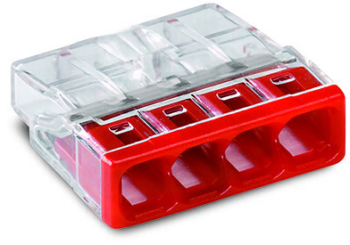 PUSHWIRE®  splicing connector; 4-conductor, red