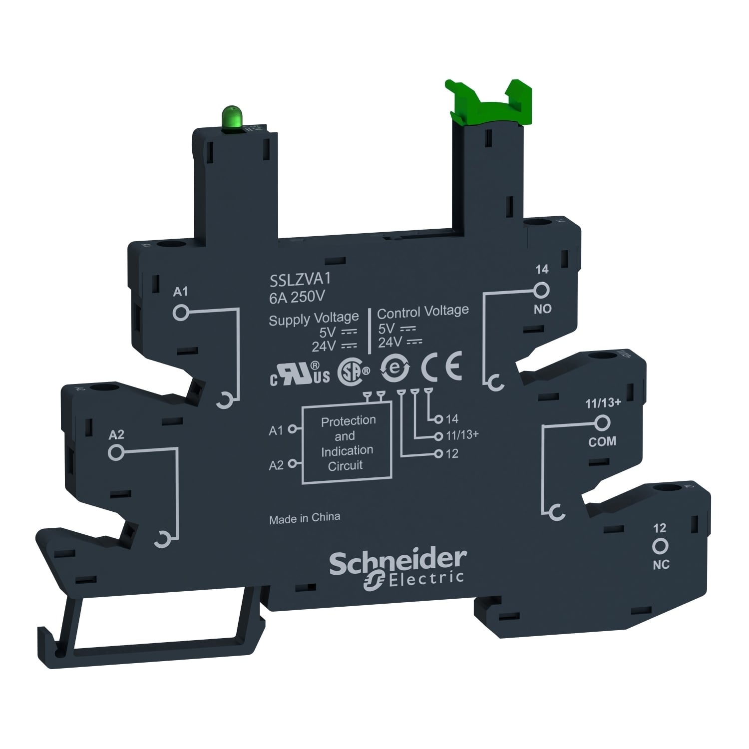 socket equipped with LED and protection circuit, Harmony Solid State Relays, for SSL relays, screw connec to rs, 5 to 24V DC