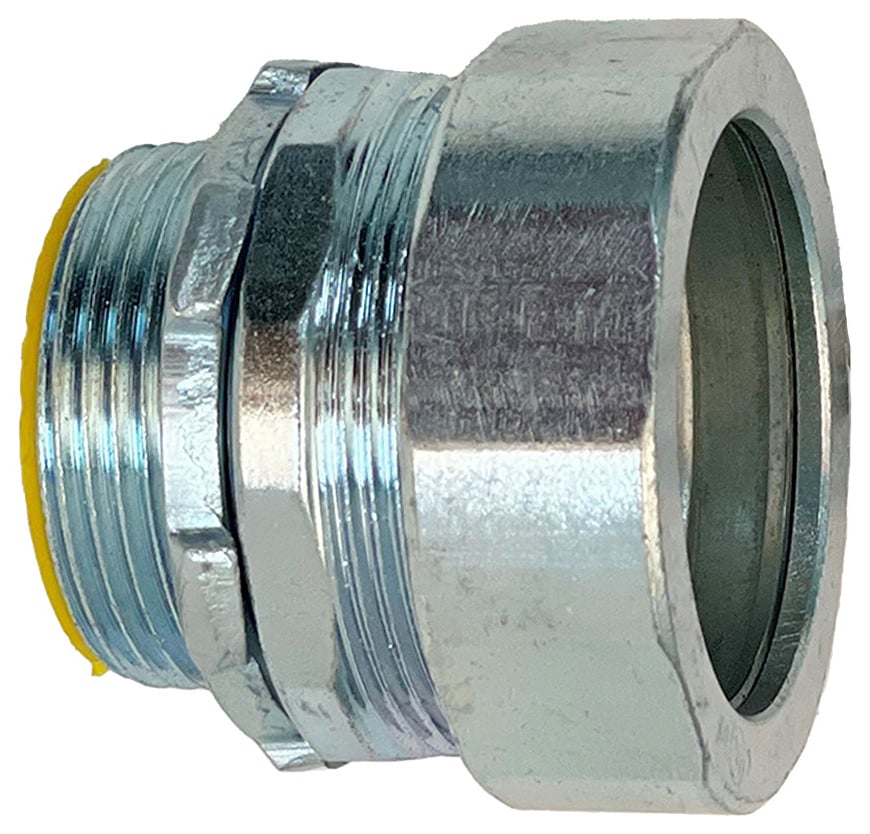 No Thread Connector, 1-1/2 in. Size, Steel material, Zinc Plated Finish, Insulated