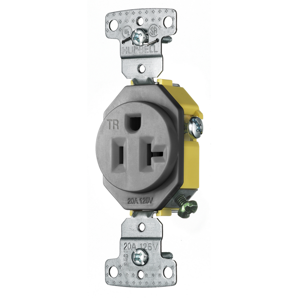 TradeSelect, Straight Blade, Single Receptacle, Tamper Resistant, 20A 125V, 2-Pole 3-Wire Grounding, 5-20R, Gray