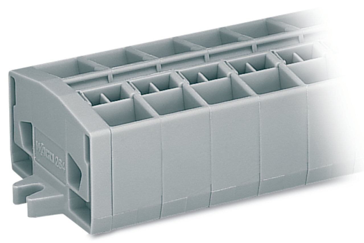 4-conductor terminal strip; without push-buttons; with fixing flanges; 4-pole; for screw or similar mounting types; Fixing hole 3.2 mm ; 2.5 mm; CAGE CLAMP; 2,50 mm; gray