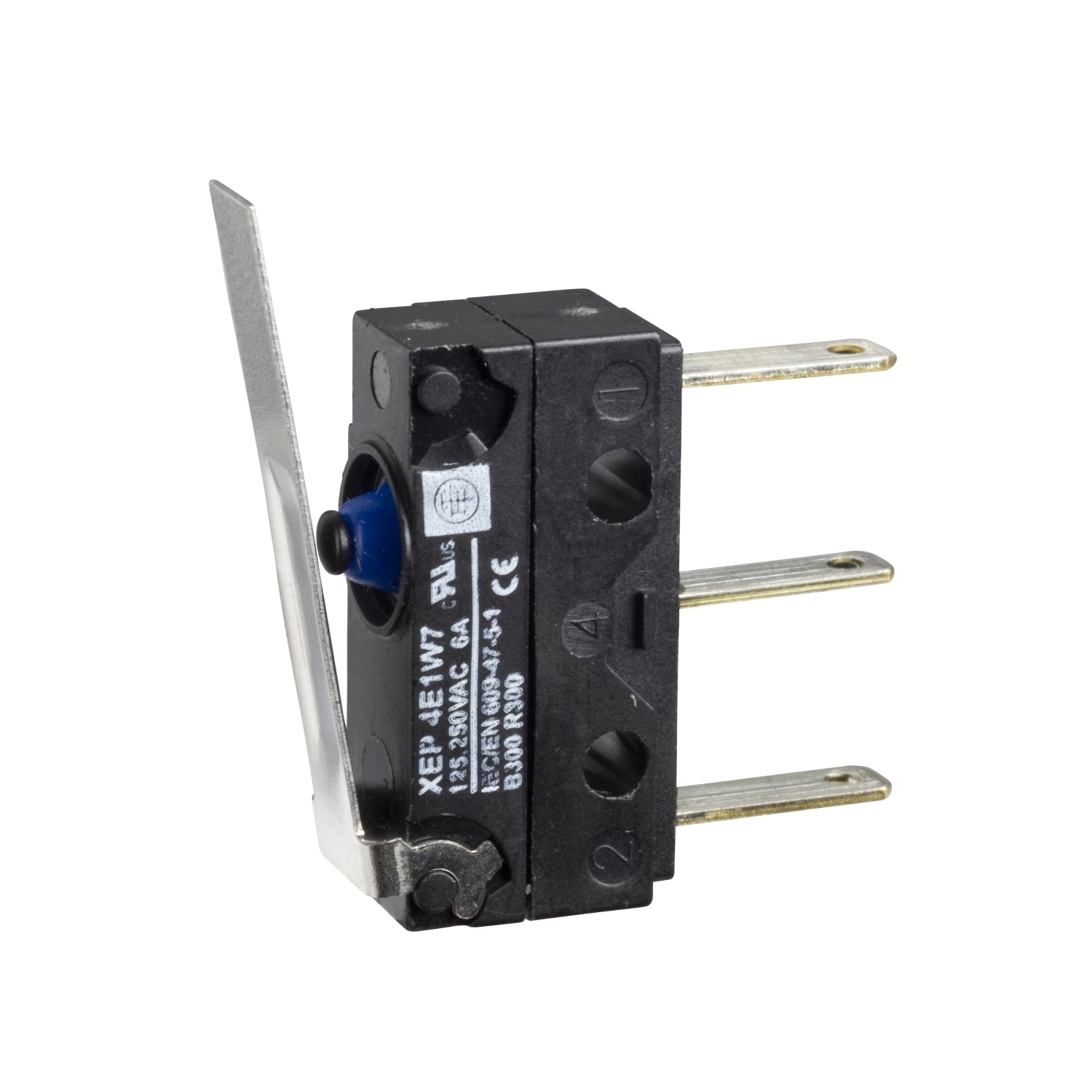 Microswitch, Limit switches XC Standard, miniature limit switch, flat lever, 2.8 mm cable clip tags