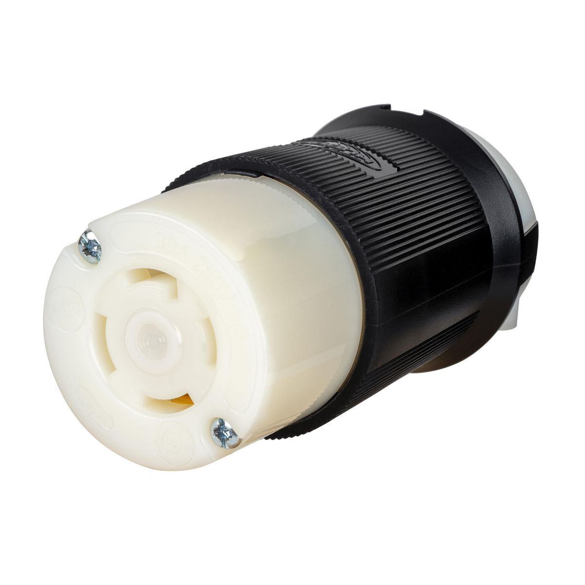 Locking Devices, EdgeConnect Twist-Lock, Industrial, Female Connector Body, 30A 3-Phase Delta 250V AC, 3-Pole 4-Wire Grounding, L15-30R, Screwless Terminal, Black and White