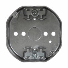 Eaton Crouse-Hinds series Octagon Outlet Box, (1) 1/2", 4", 4, AC/MC clamps, 2-1/8", Steel, (2) 1/2", Fixture rated, 21.5 cubic inch capacity