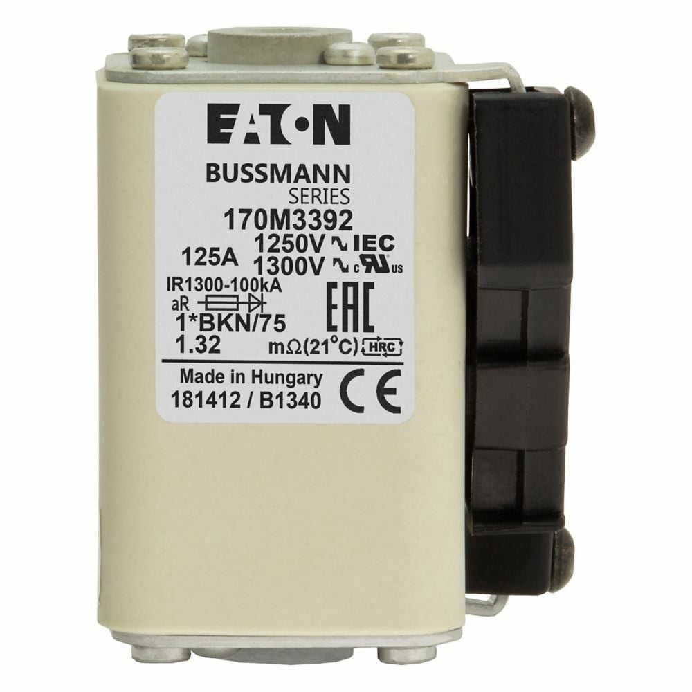 Fuse-link, high speed, 125 A, AC 1250 V, compact size 1, 45 x 59 x 75 mm, aR, IEC, UL, single indicator