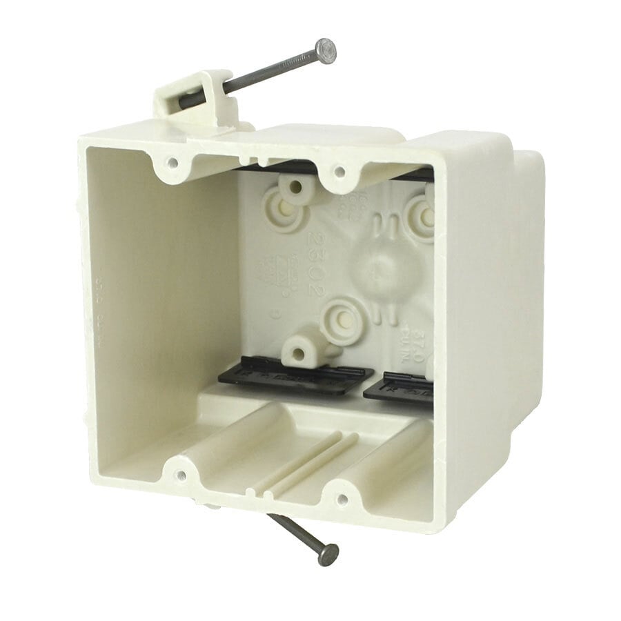 2-Gang Switch/Receptacle Outlet Box; 3-7/16 Inch Depth, Thermoset-Fiberglass Reinforced Polyester, 37 Cubic-Inch, Beige/Tan