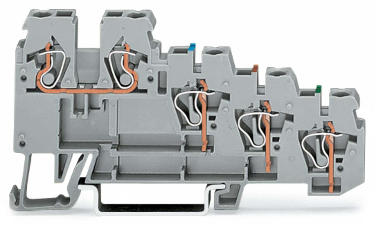 4-conductor sensor terminal block; with colored conductor entries; 2.5 mm; CAGE CLAMP; 2,50 mm; gray