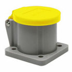 NEMA Type 3R Enclosure with Automatic Closing Lid, Thermoplastic Housing and Cover, Stainless Steel Torsion Spring, Yellow
