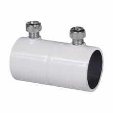 Eaton Crouse-Hinds series EMT set screw type coupling, White, EMT, Zinc plated steel, Four tightening screws, 1-1/2"