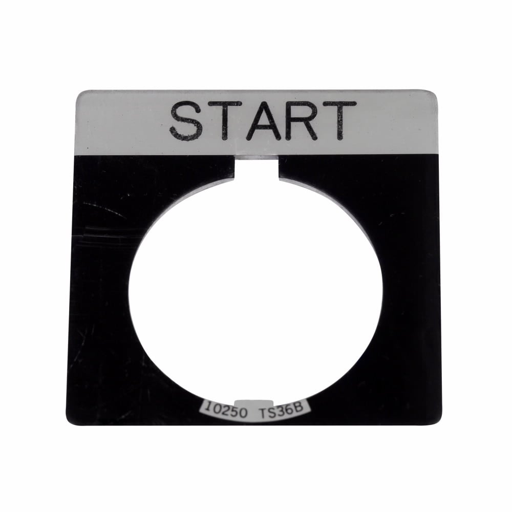 Eaton 10250T pushbutton legend plate, 10250T series, Square Legend Plate, Black, Legend: Blank legend, White, Square