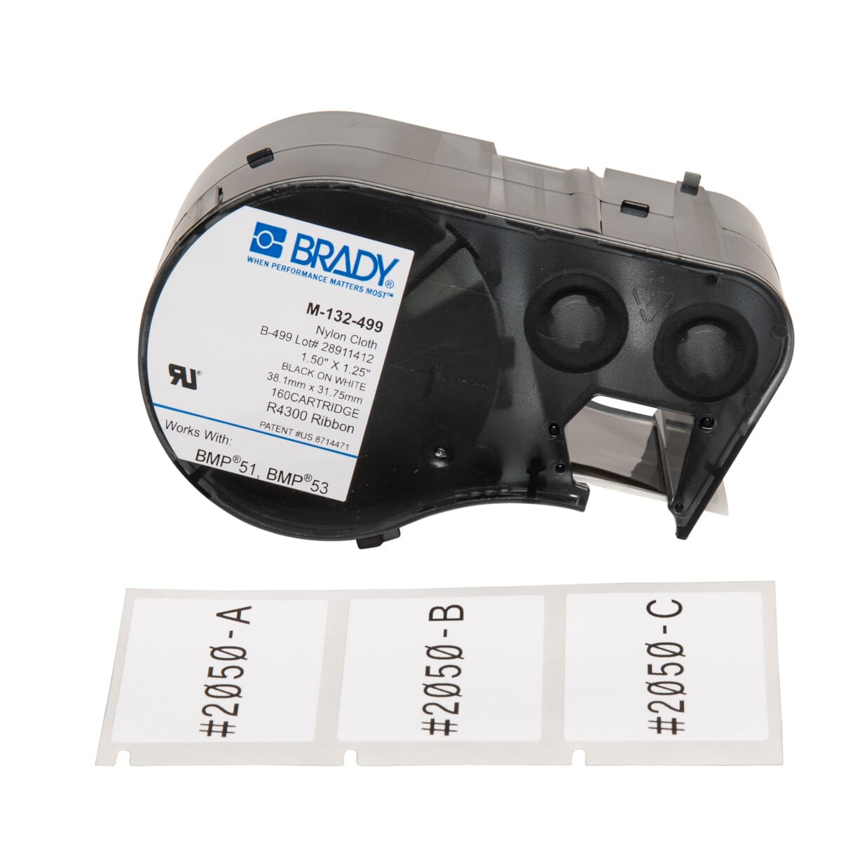 Label Nylon 1.25in x 1.5in BK/WT 160/RL