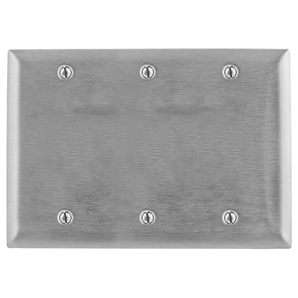 Wallplates and Boxes, Metallic Plates, 3- Gang, Blank, Standard Size, Stainless Steel