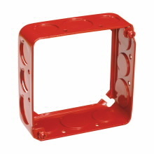 Eaton Crouse-Hinds series Square Extension Ring, 4", Drawn, 1-1/2", Red, Steel, (8) 1/2", (4) 3/4", 21.0 cubic inch capacity