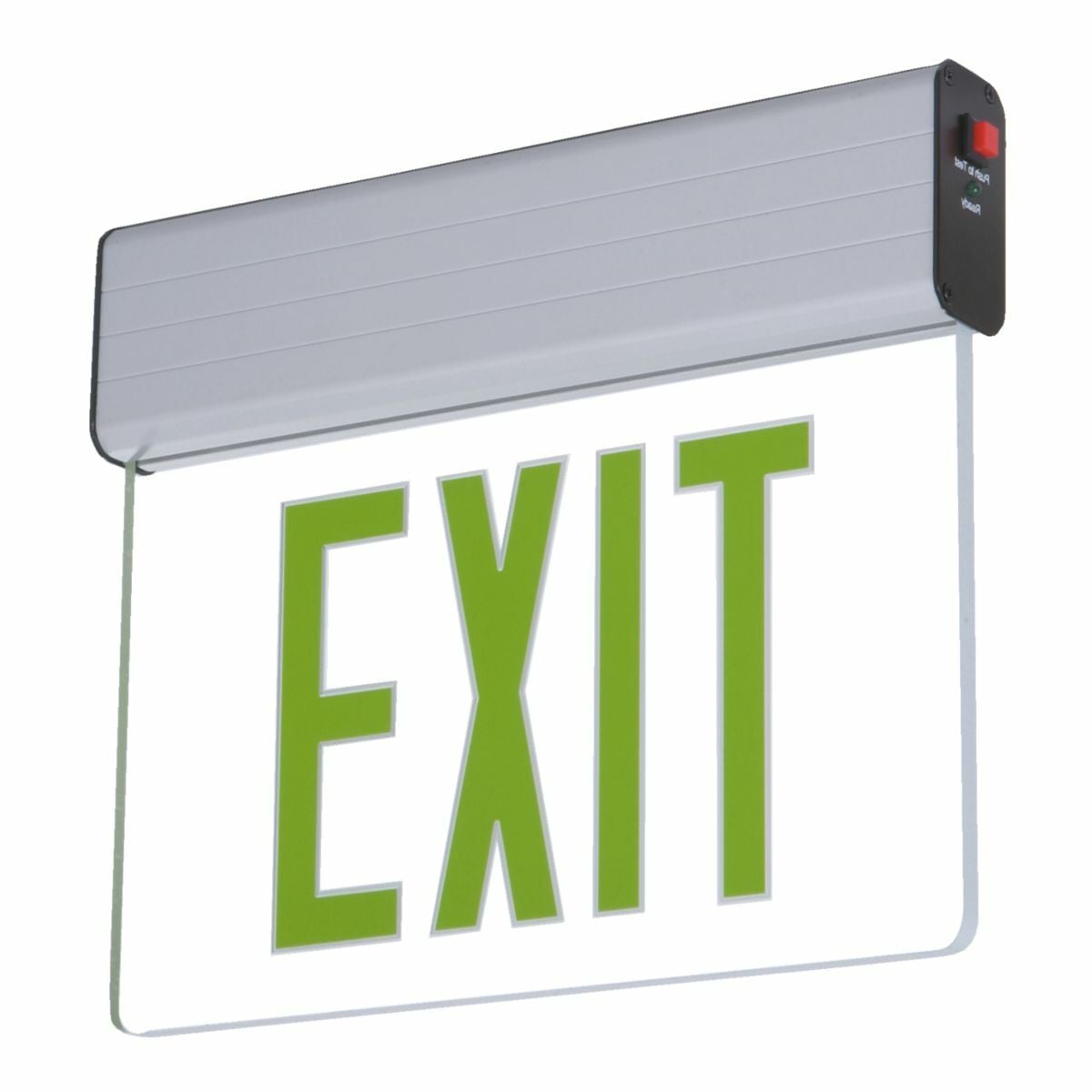 Edge-Lit Exit Self Powered, Surface Mount, Single Sided, Red Letters, 120-277V