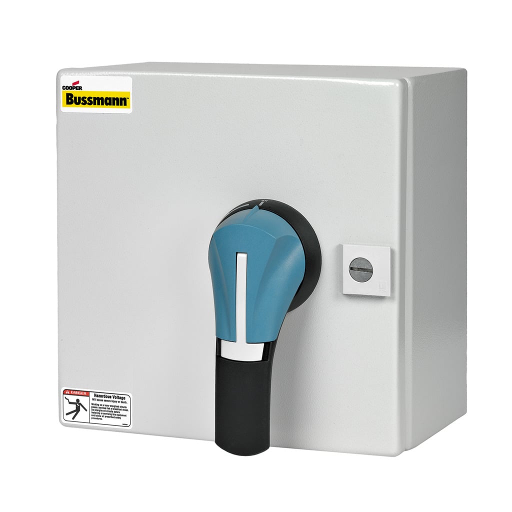 Eaton Bussmann series enclosed rotary disconnect switch, Non-fused, Pistol handle, 600V, 25A, Black, NEMA rating 4