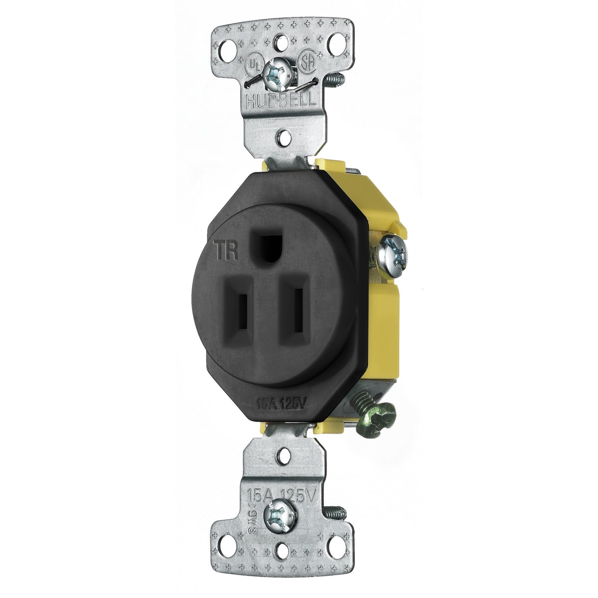 TradeSelect, Straight Blade, Single Receptacle, Tamper Resistant, 15A 125V, 2-Pole 3-Wire Grounding, 5-15R, Black