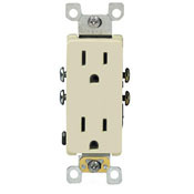 15 Amp, 125 Volt, Decora Duplex Receptacle, Residential Grade, Self Grounding, Light Almond
