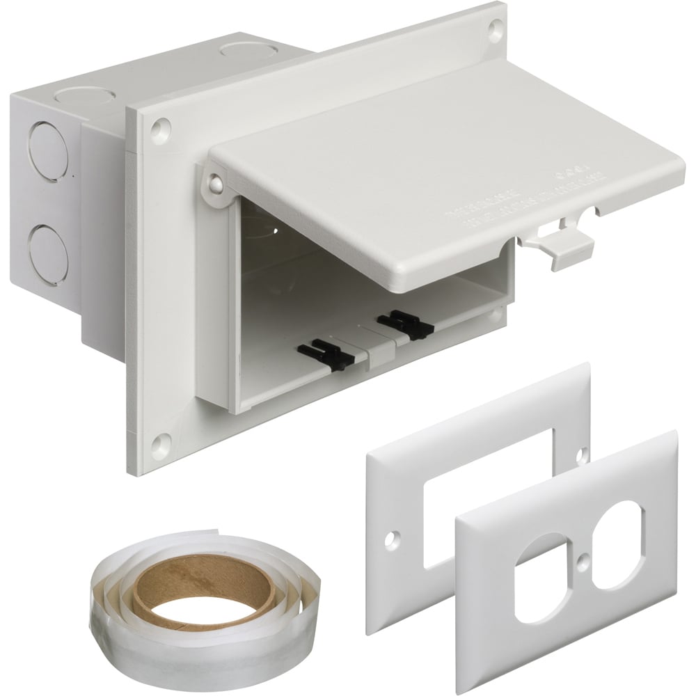 Low profile Inbox for flat surface retrofit construction. With weather proof while in use Extra Duty white cover. Horizontal.