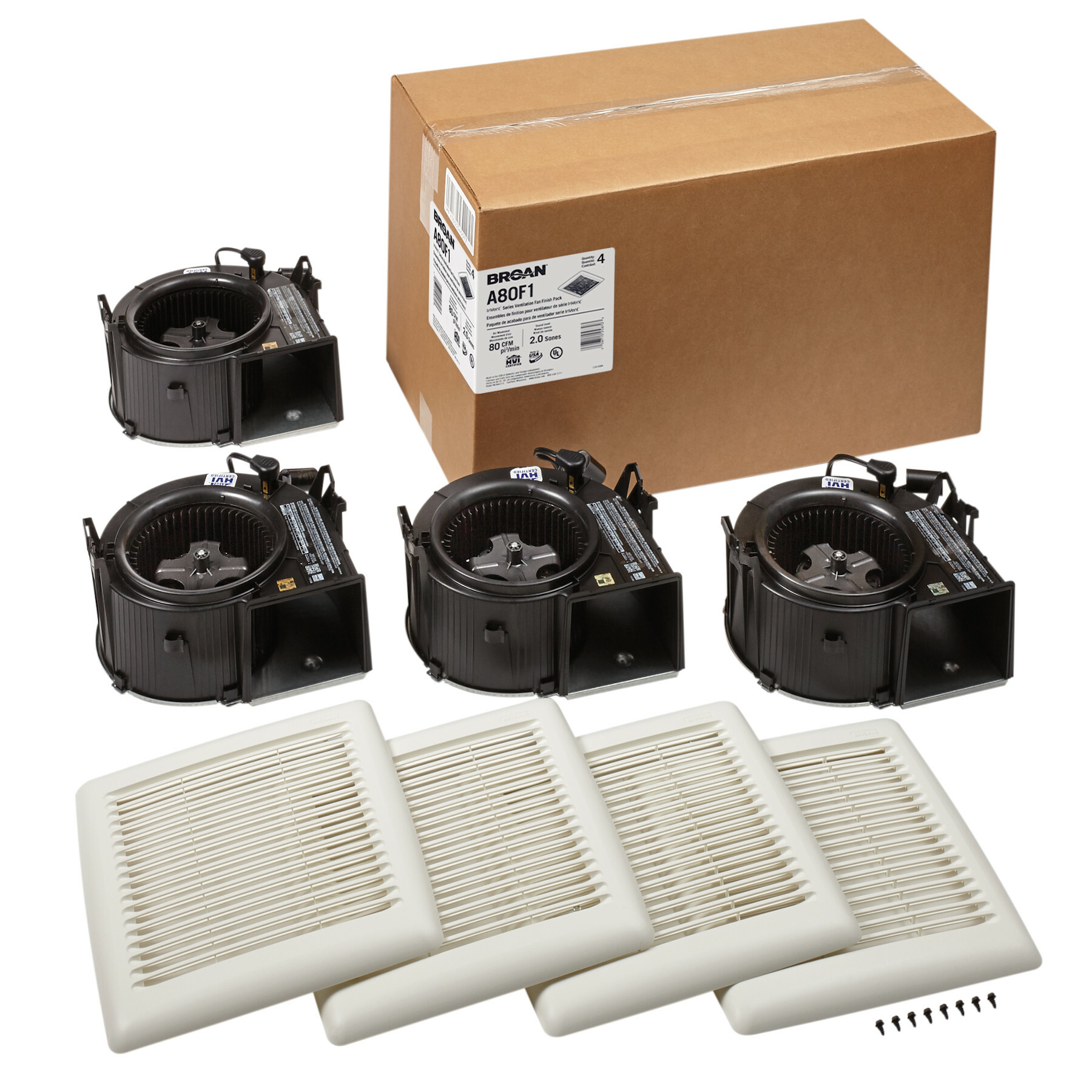 Broan Flex Series 80 CFM Ventilation Fan finish pack, 2.0 sones