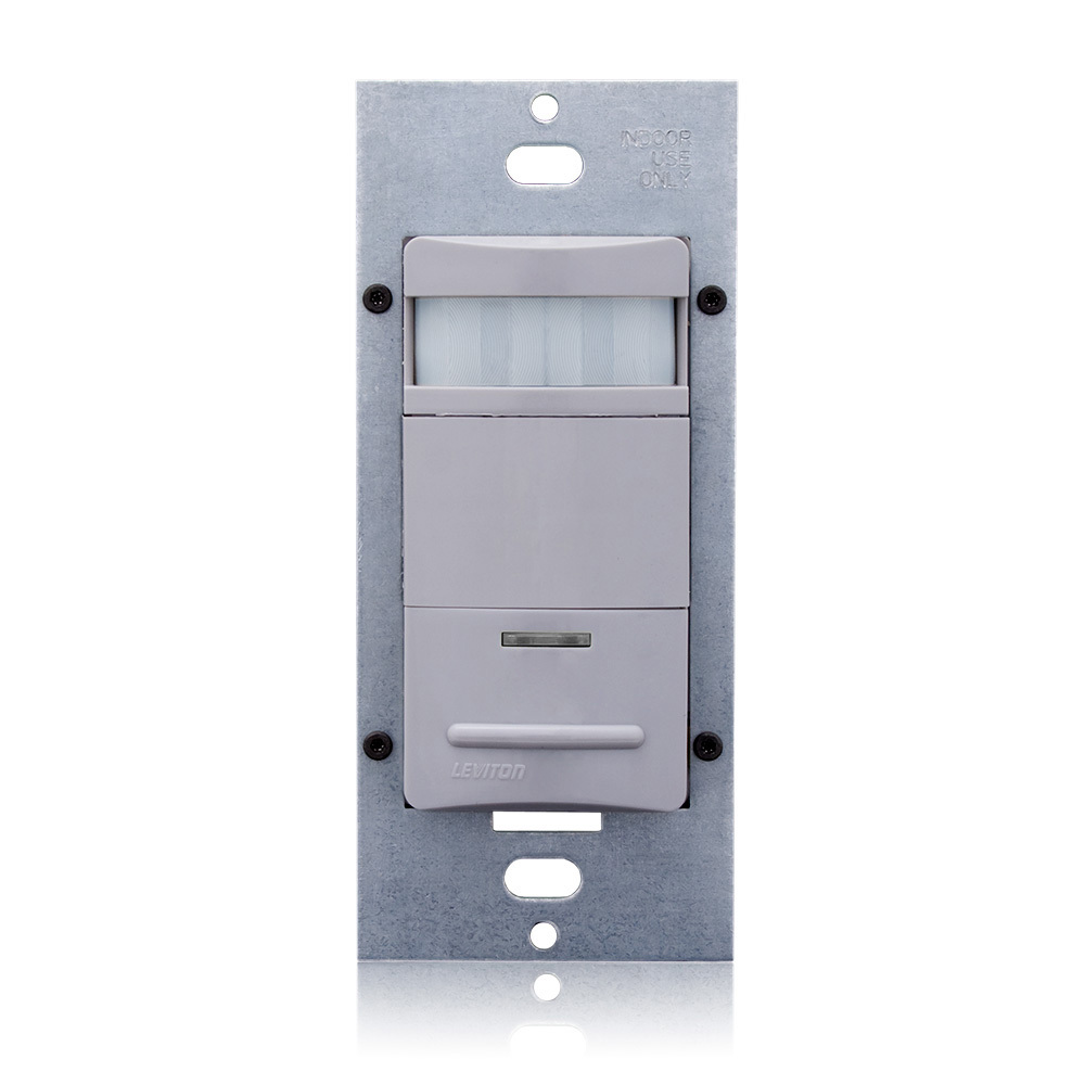 Decora Passive Infrared Wall Switch Occupancy Sensor, 180 Degree, 2100 sq. ft. Coverage, Self-Adjusting, Gray
