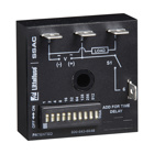 The TDUS Series combines digital timing circuitry with universal voltage operation. Voltages of 24 to 240VAC and 12 to 24VDC are available in three ranges. The TDUS Series offers DIP switch selectable time delays ranging from 0.1 seconds to 102.3 minutes in three ranges. Its 1A rated output, ability to operate on multiple voltages, and wide range of switch selectable time delays make the TDUS Series an excellent choice for process control systems and OEM equipment. Operation (Single Shot): Input voltage must be applied before and during timing. Upon momentary or maintained closure of the initiate switch (leading edge triggered), the output energizes for a measured interval of time. At the end of the delay, the output de-energizes. Opening or reclosing the initiate switch during timing has no affect on the time delay. The output will energize if the initiate switch is closed when input voltage is applied. Reset: Reset occurs when the time delay is complete and the initiate switch is opened. Loss of input voltage resets the timedelay and output.