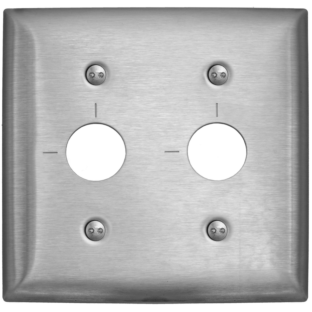 Wallplates and Boxes, Metallic Plates, 2- Gang, 1) Security Opening, Standard Size, Stainless Steel