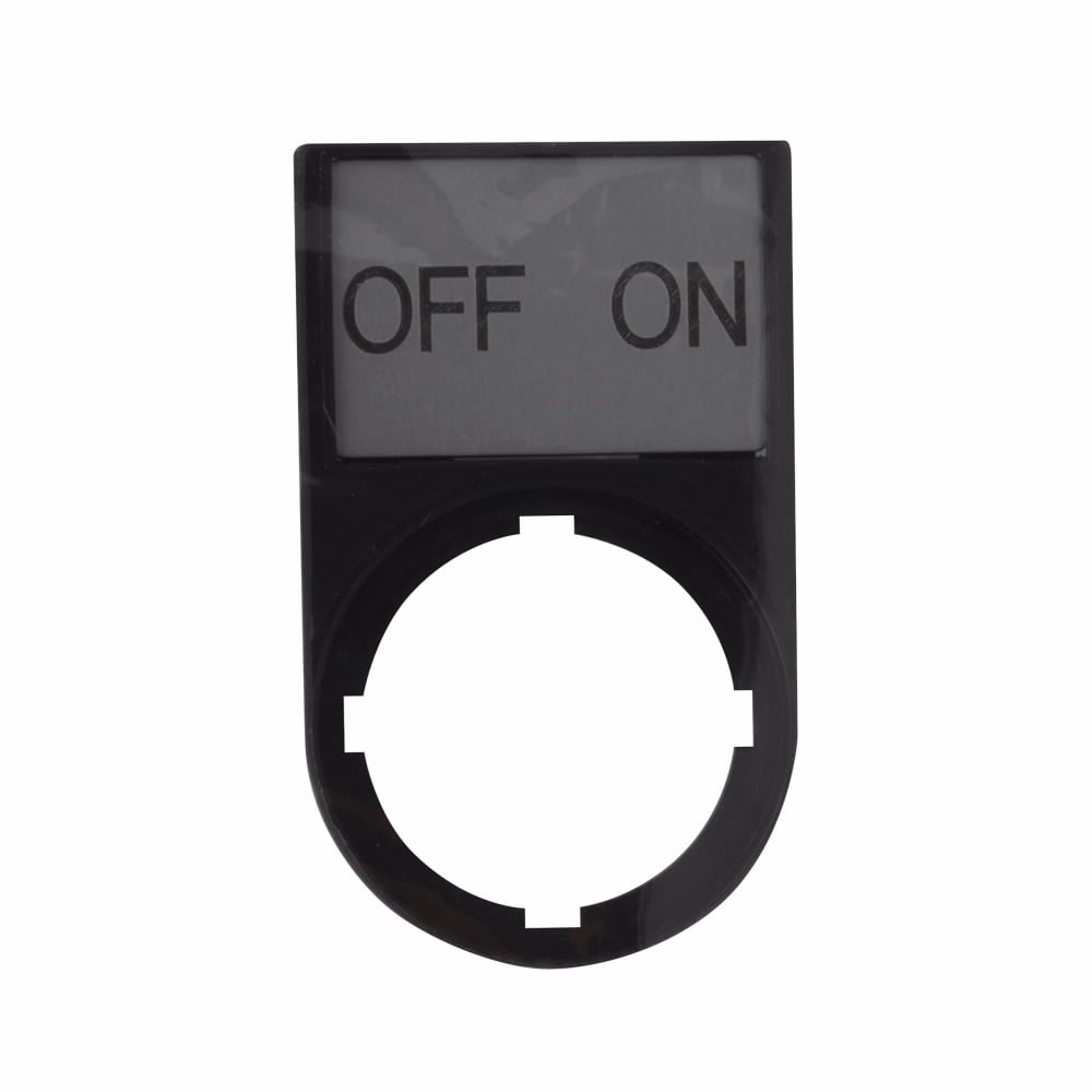 Eaton M22 pushbutton legend plate, M22 Modular Pushbutton Legend Plate, Complete, 22.5 mm, Button: Black, Inscription: OFF ON/ GB10, IP66, NEMA 4X, 13