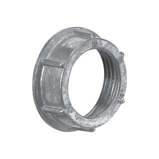 Bushing, Conduit, Trade Size 3 Inch, Width 3.84 Inch, Thickness 0.85 Inch, Die-Cast Zinc with Heavy Reinforced Ribs, For use with Rigid/IMC Conduit