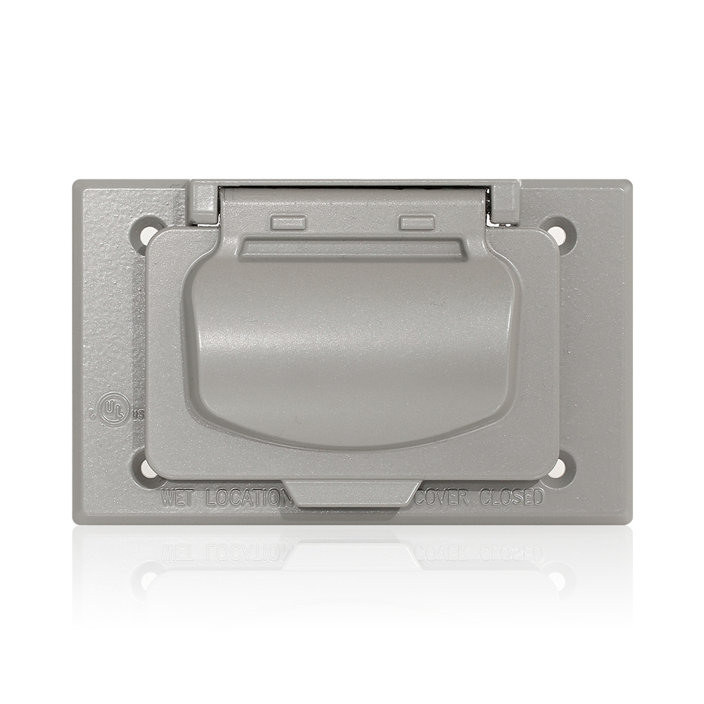 1-GangWeatherproof Cover for Decora or GFCI Receptacle, Horizontal FS Box Mount, Die-Cast Metallic Enclosure, Flat Lid,Weatherproof Gasket and Mounting Screws, 2-Year Limited Warranty - Gray