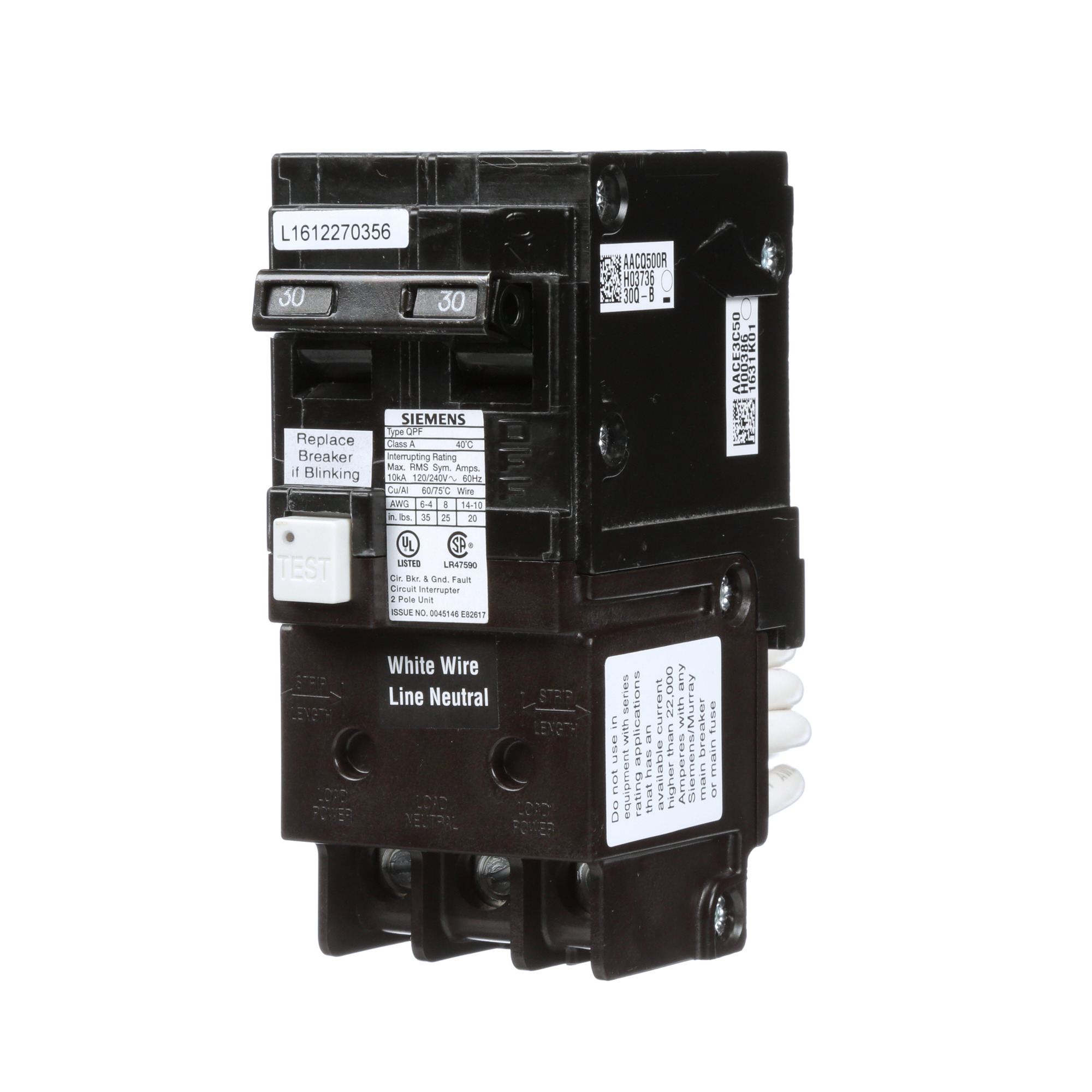 BRKR 30A 2P 120/240V 10K QPFB GFCI 5MA