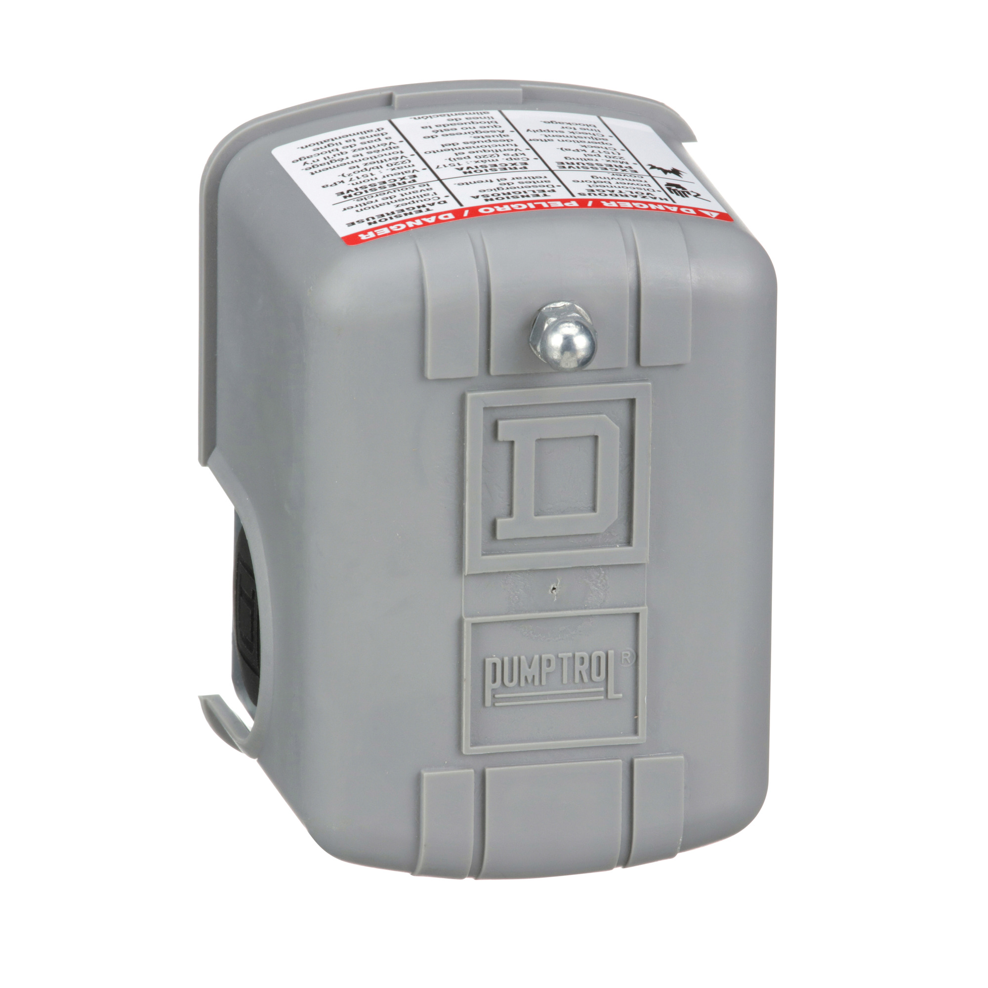 PRESSURE SWITCH 575VAC 1HP F +OPTIONS,-,0.25 inch NPSF internal conforming to UL 508,150 psi,30 psi,70...150 psi,specify pressure settings,220 PSIG,A600,DPST,General Purpose (Indoor),NEMA 1,Pressure Switch,Pumptrol,Screw Clamp,UL listed, CSA,air (-22...257 F),control small electrically driven air compressors