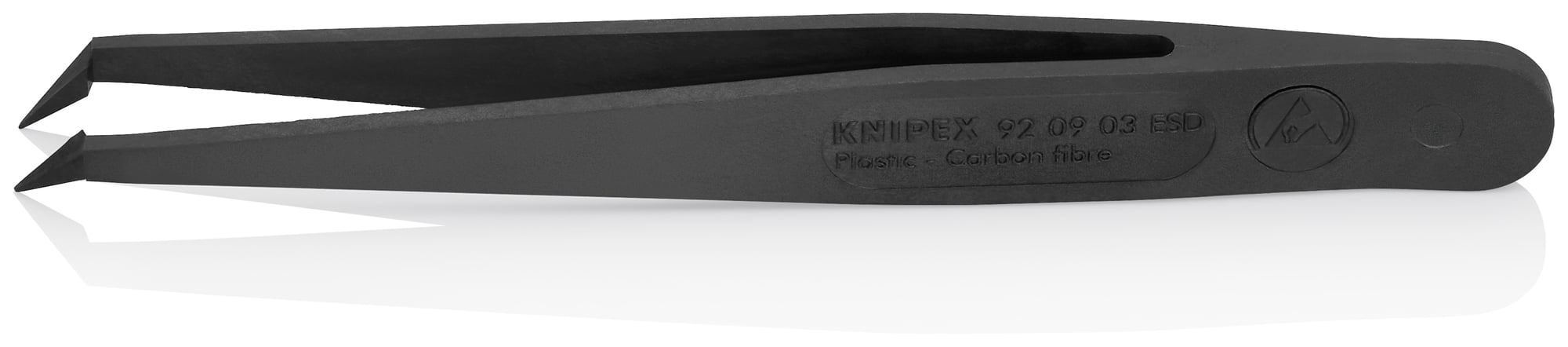 Plastic Gripping Tweezers-Pointed Tips-ESD, 4 1/2 in., 0.50 mm TT, 0.40 mm TW