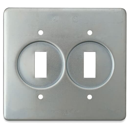 2 Gang Device Box Cover, Sheet Steel, 2 Switch