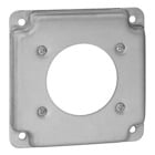 Square Box Surface Cover, 5 Cubic Inches, 4 Inch Square x 1/2 Inch Deep, 2-5/32 Inches Diameter Hole, Galvanized Steel, For use with One 30 or 50 Amp Dryer or Range Receptacle