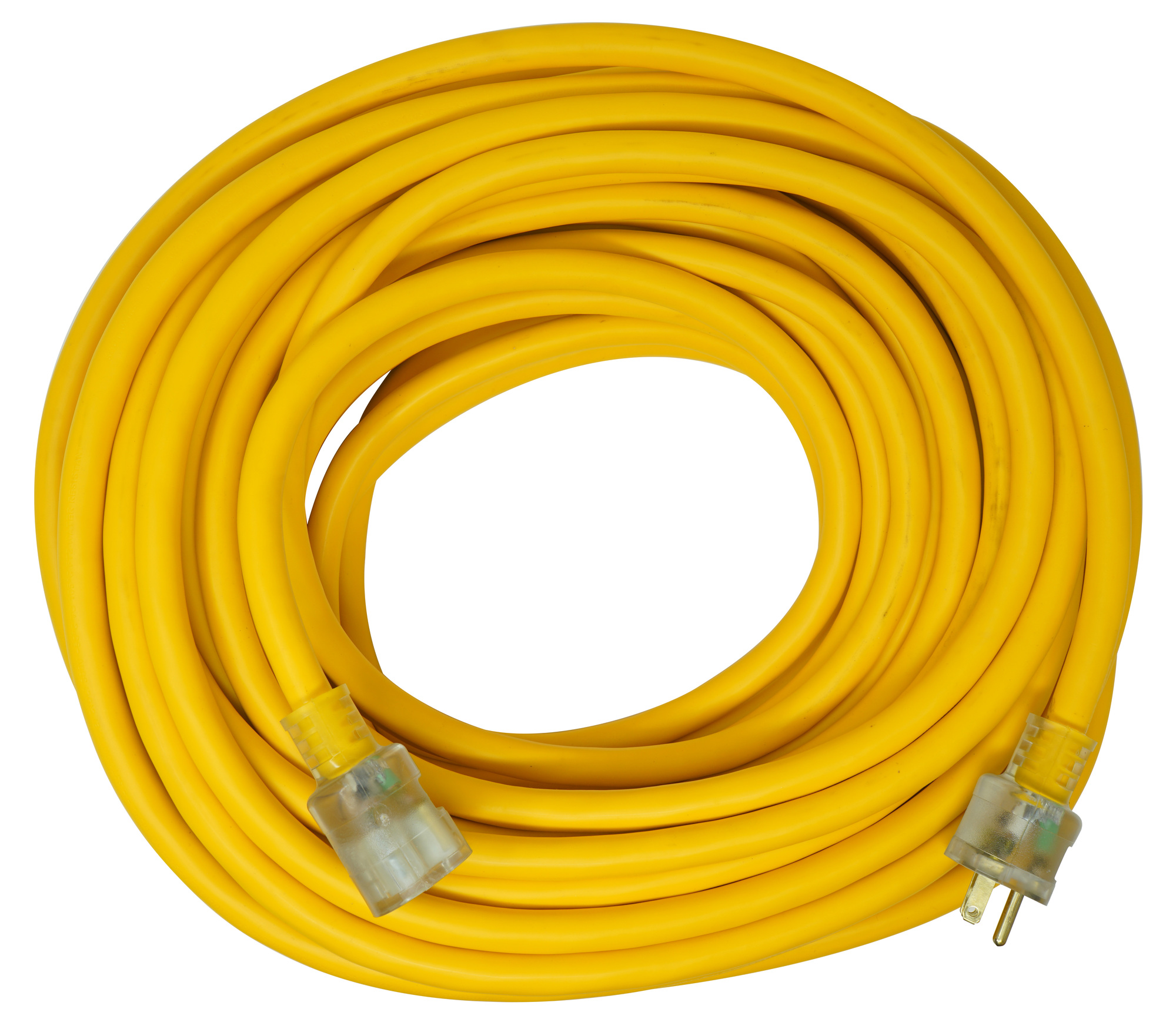 America's Premier extension cord. Lightweight and stays flexible to -67 degrees F. Reinforced blades help prevent accidental bending or breaking. Heavy-duty strain relief protects electrical connections resulting in longer cord life. Outer jacket is flame retardant and water resistant.