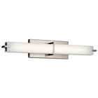 This LED, 26 inch linear wall fixture is a versatile piece. The Brushed Nickel finish and a white acrylic diffuser create a crisp look and bright, clean ambience. Horizontal or vertical mounting options add to the versatility of this fixture.