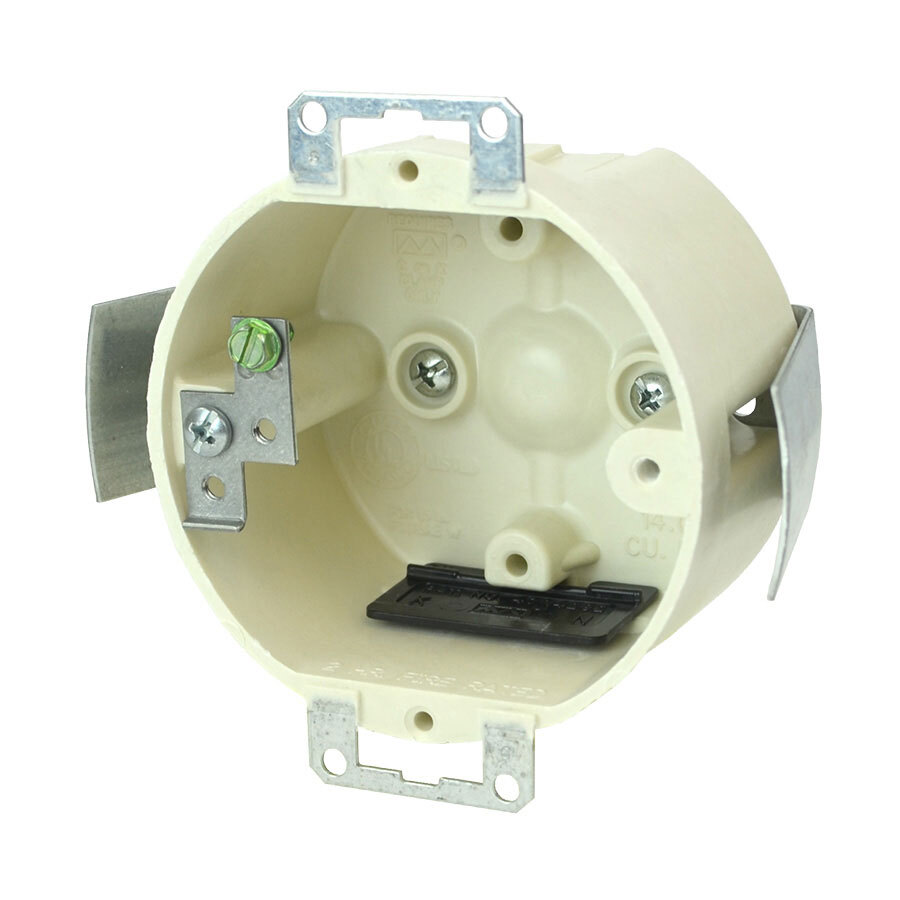 Round Outlet Box; 2 Inch Depth, 15lbs Fixture Support, Thermoset-Fiberglass Reinforced Polyester, 14 Cubic-Inch, Beige/Tan, Replacement for 9338-ESG