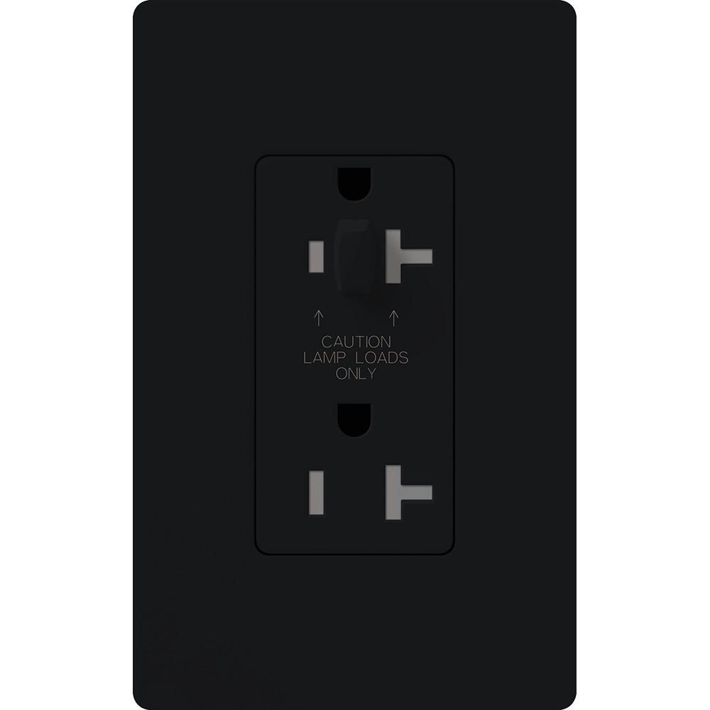 Claro, Gloss, Half dimming, tamper resistant receptacle, 15A/125V in black