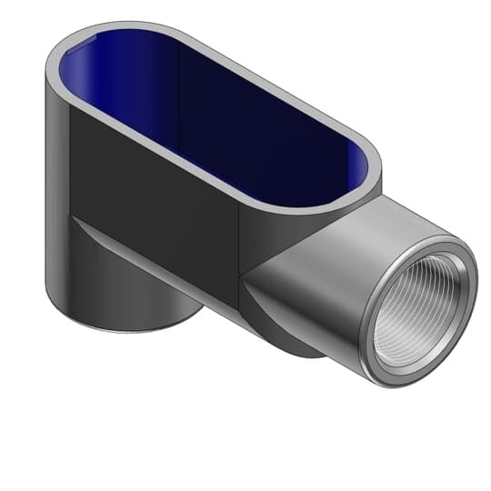 1 Inch Form 7, LB Conduit Body, Body Material Gray Iron with Zinc Plating and Baked On Epoxy Powder Coat with BlueKote Internal Coating for Use with Rigid/IMC Conduit