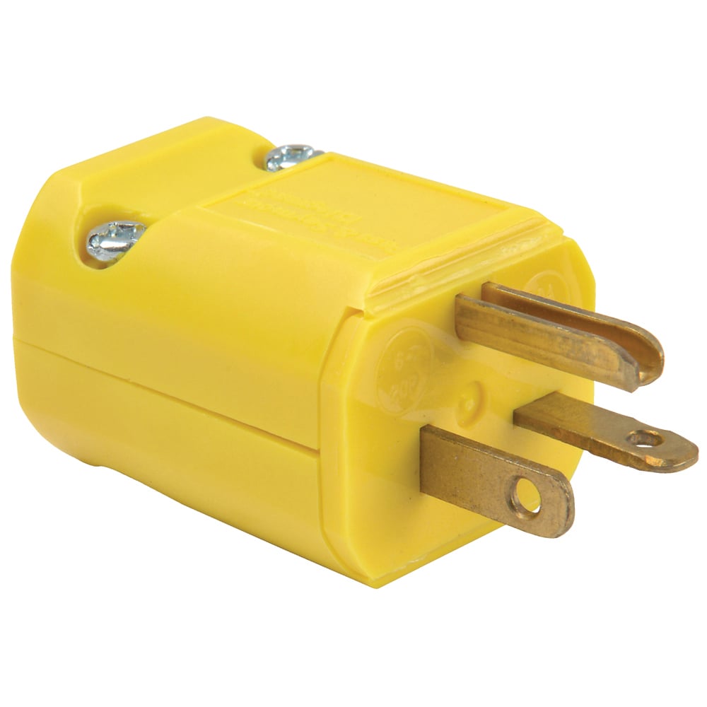 20amp 250v, Straight Blade Plug, 2pole 3wire, Yellow