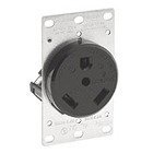 30 Amp, 125 Volt, NEMA Tt-30R, 2P, 3W, Flush Mounting Receptacle, Straight Blade, Industrial Grade, Grounding, For Recreational Vehicles, Side Wired, Steel Strap, Black