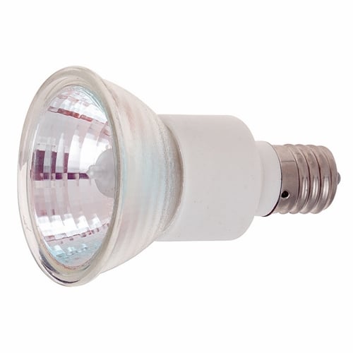 Halogen JDR Lamp, Designation: 75JDR/N/FL, 120 V, 75 WTT, JDR Shape, E17 Intermediate Base, Clear, CC-8 Filament, 2000 HR, Lumens: 700 LM Initial, 36 DEG Beam Angle, 2-3/4 IN Length, Lumens: 1200 CP Center Beam