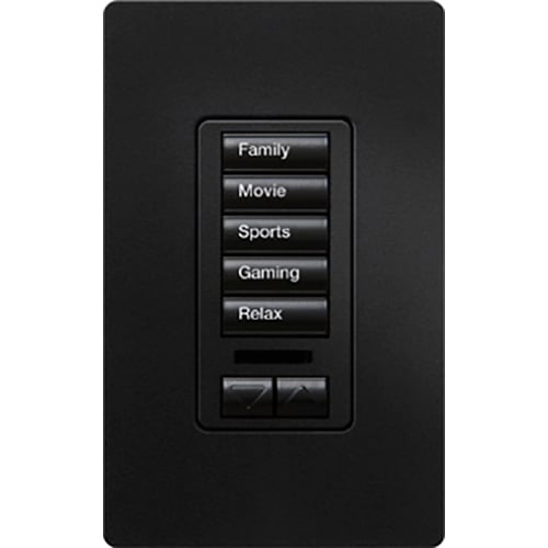 RadioRA 2 Wall-mounted Keypad, 5-button with raise/lower and IR receiver on insert in midnight