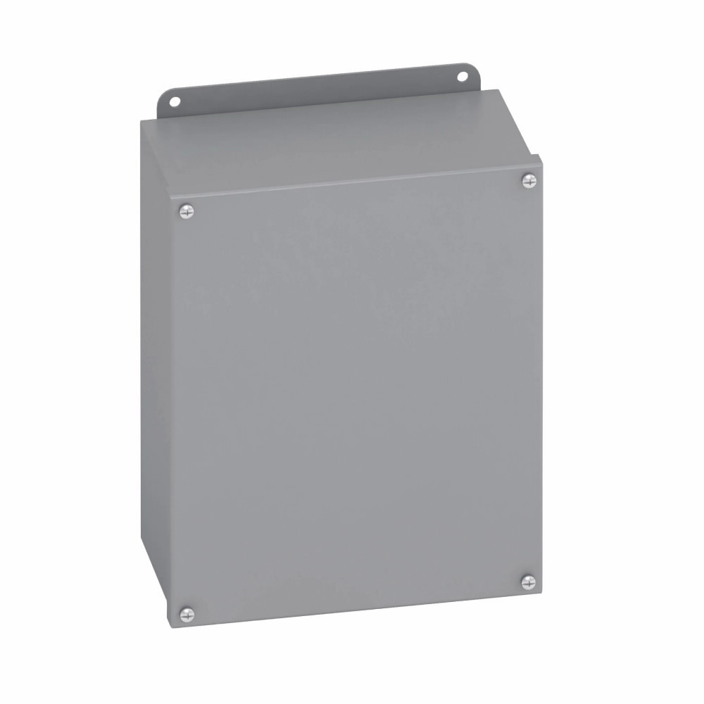 Eaton B-Line series JIC panel enclosure, 6" height, 4" length, 6" width, NEMA 12, Screw cover, 12SC enclosure, Wall mount, Small single door, External mounting feet, Carbon steel, Oil-resistant gasket