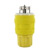 20 Amp, 250 Volt/ 10 Amp, 600 Volt, Plug, Locking Blade, Industrial Grade, Non-Grounding, Wetguard, Yellow