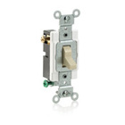 20-Amp, 120/277-Volt, Toggle 3-Way AC Quiet Switch, Commercial Grade, Grounding, Light Almond