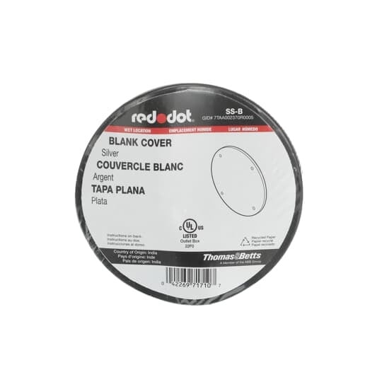 Round Blank Weatherproof Cover, 4-1/8 Inch Diameter, Silver, Aluminum, with Gasket and Screws