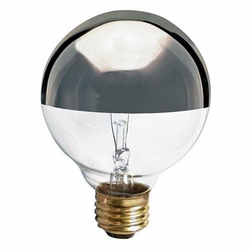 Incandescent Globe Lamp, Designation: 40G25/SL, 120 V, 40 WTT, G25 Shape, E26 Medium Base, Silver Crown, CC-9 Filament, 1500 HR, Lumens: 280 LM Initial, 4-3/8 IN Length, 3-1/8 IN Diameter